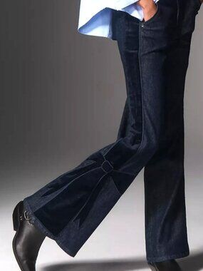 Anthropologie Maeve Bow Peep High-Rise Flare Jeans 30